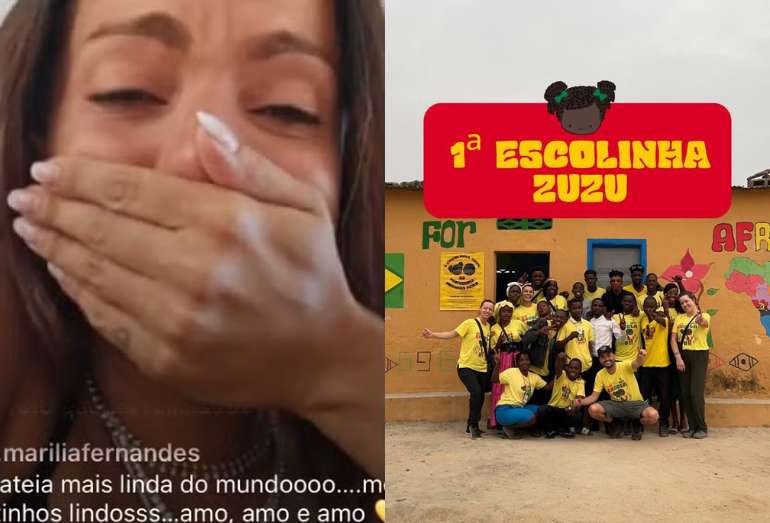 Anitta se emociona ao ver inauguração de escola que ajudou a construir na Angola