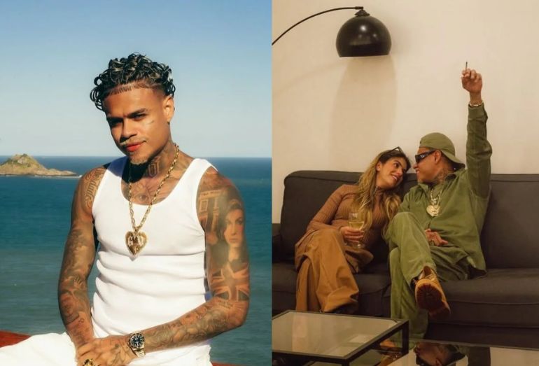 O cantor MC Cabelinho e a namorada Giovanna Mendes em um momento romântico ou de lazer, celebrando o aniversário dela.