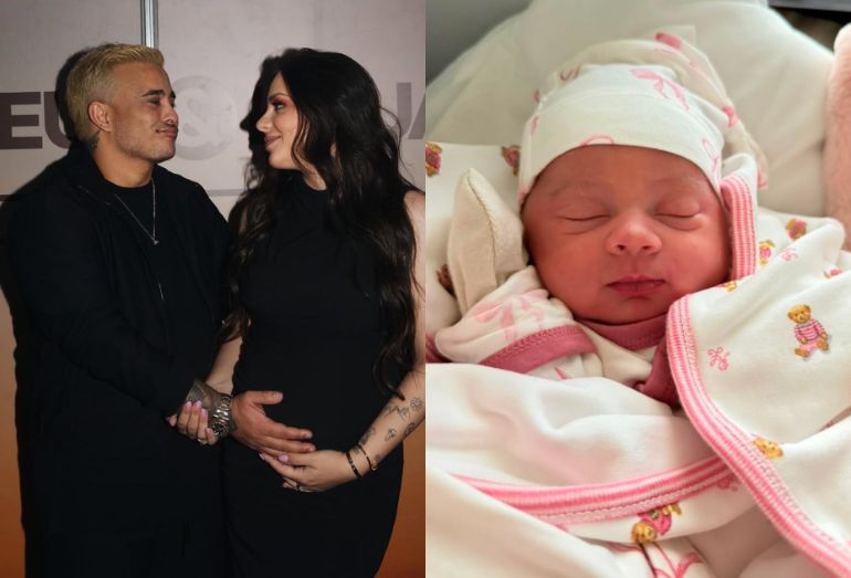 Kauan, da dupla com Matheus, e Sarah Biancolini anunciam o nascimento da filha Aurora